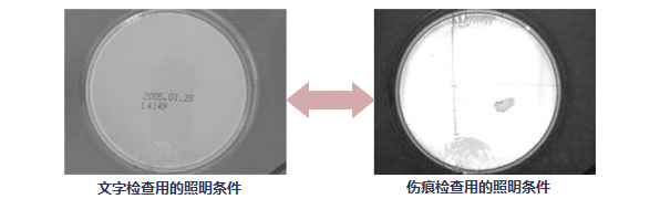 文字检查用的照明条件←→伤痕检查用的照明条件